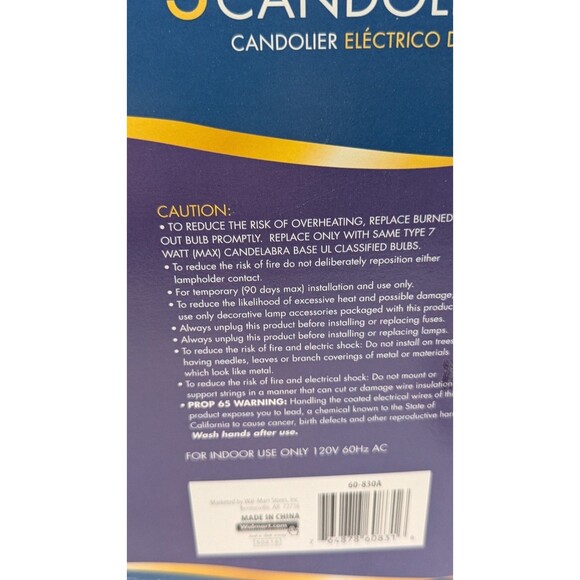 3 Light Electric Candolier Indoor Christmas Candle Lamp Ivory Plastic with Bulbs - Picture 6 of 8